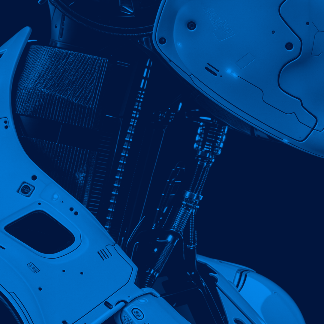 Close-up of a humanoid robot’s mechanical components and outer casing in a blue-toned futuristic style.
